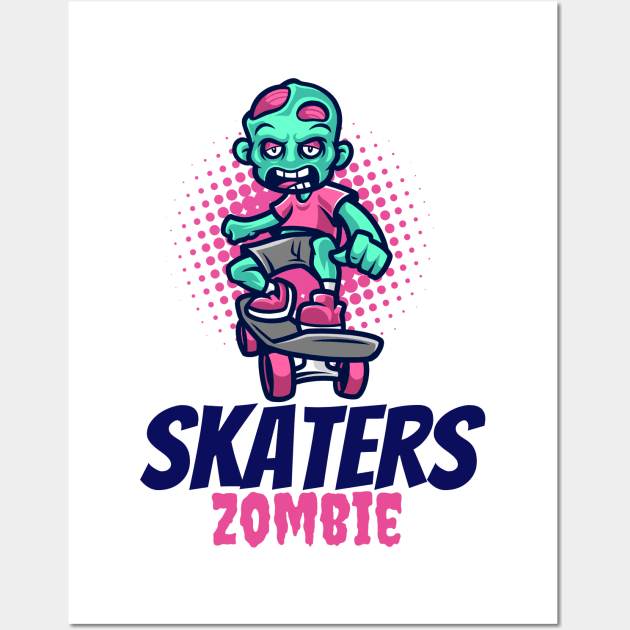 Zombie riding skate cute zombie design Wall Art by MadeBYAhsan